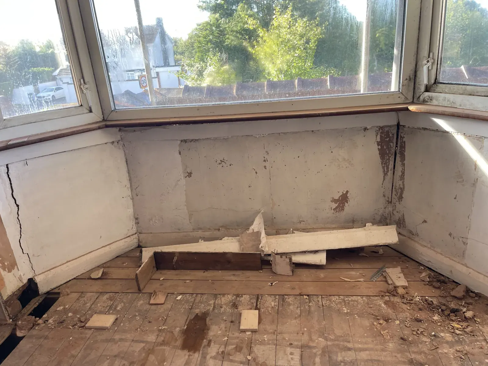 A bay window as I found it, before any work started, on one of my jobs.